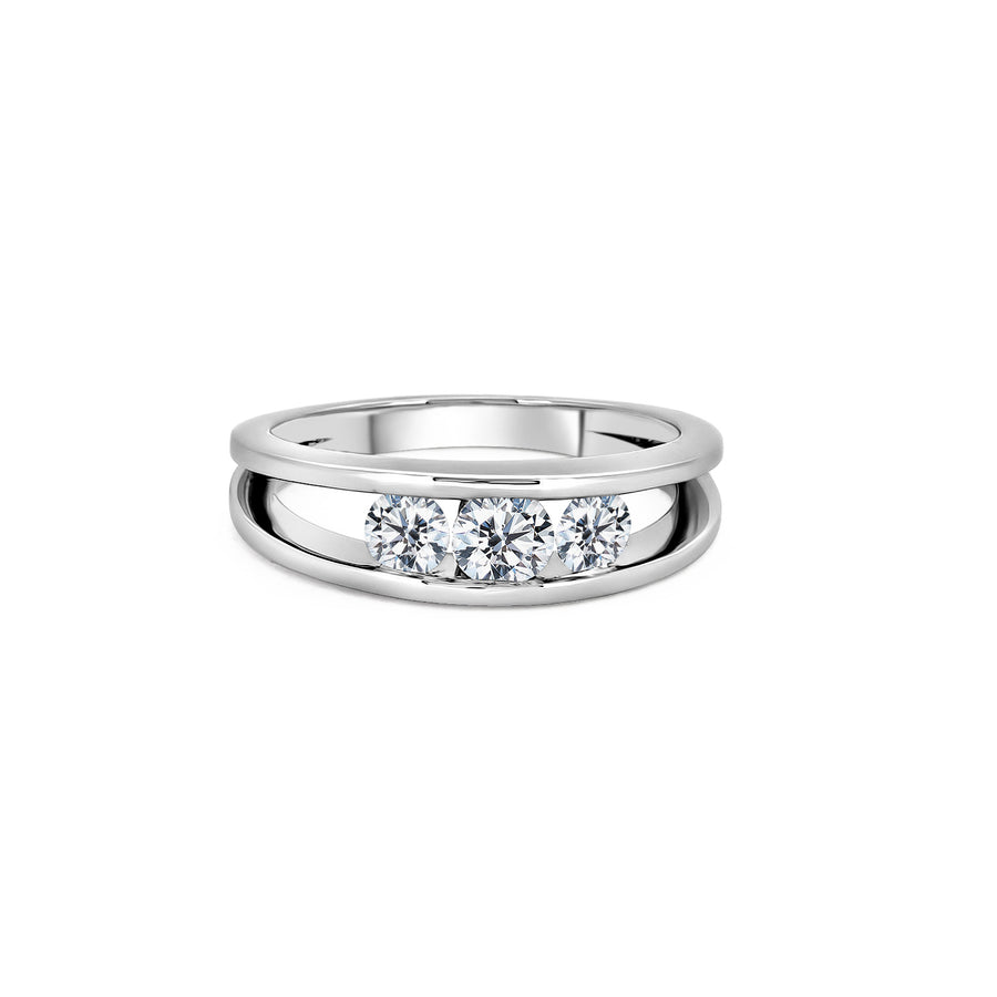 Platinum And Floating Diamond Trilogy Ring