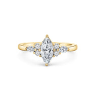 Yellow Gold Marquise Trefoil Engagement Ring