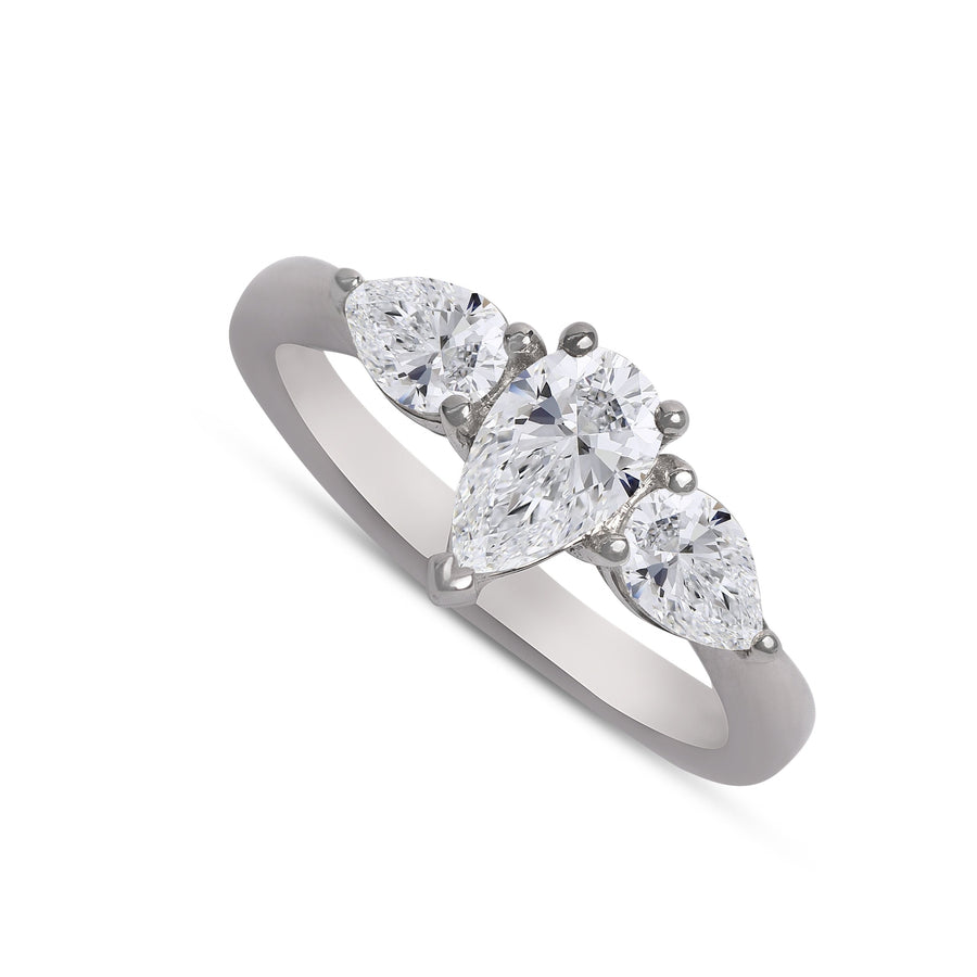 Pear Cut Trilogy Diamond Engagement Ring