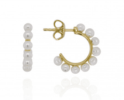 9ct Yellow Gold And Pearl Hoop Earrings