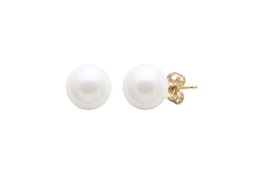 9ct Yellow Gold Pearl Studs 8Mm