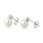 9ct White Gold Diamond And Pearl Snowman Earrings
