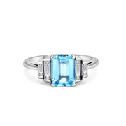 Aquamarine And Diamond Engagement Ring