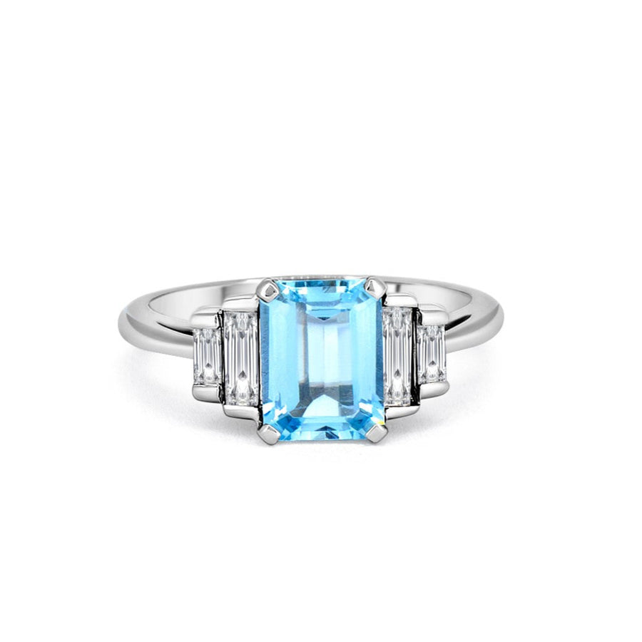 Aquamarine And Diamond Engagement Ring
