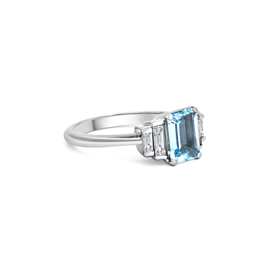 Aquamarine And Diamond Engagement Ring