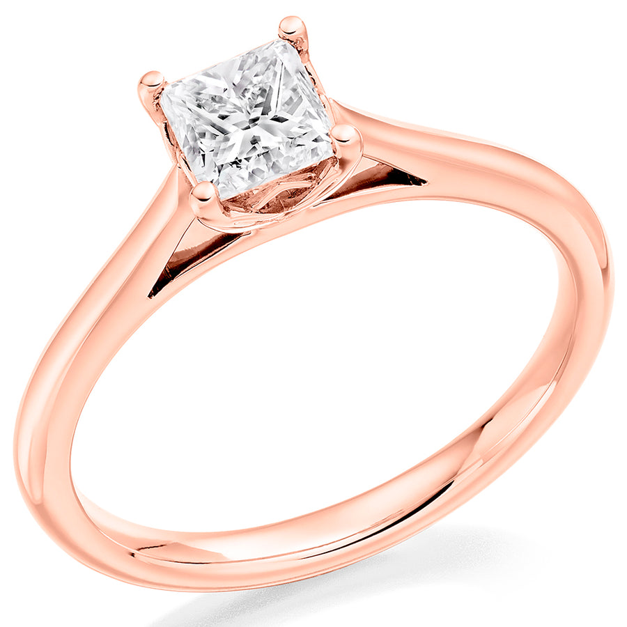 0.80ct Princess cut diamond solitaire engagement ring