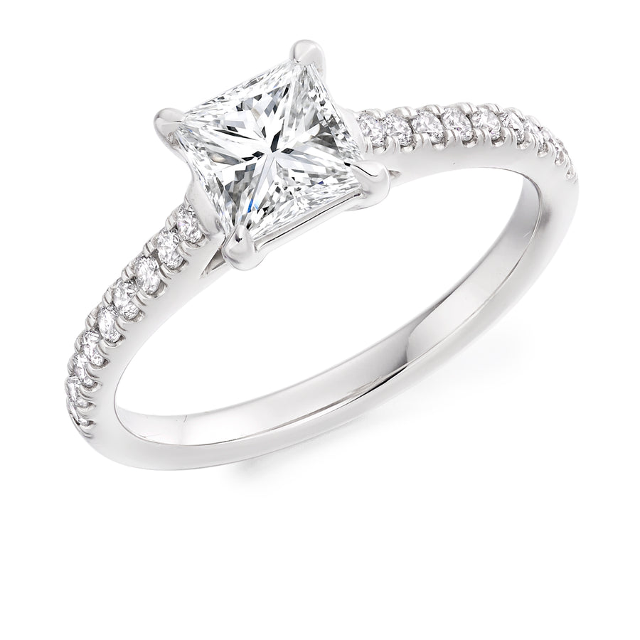 1.20ct Princess cut diamond solitaire engagement ring