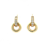 9ct Yellow Gold & Diamond Circle Drop Earrings