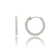 9ct White Gold Beaded Hoop Earrings