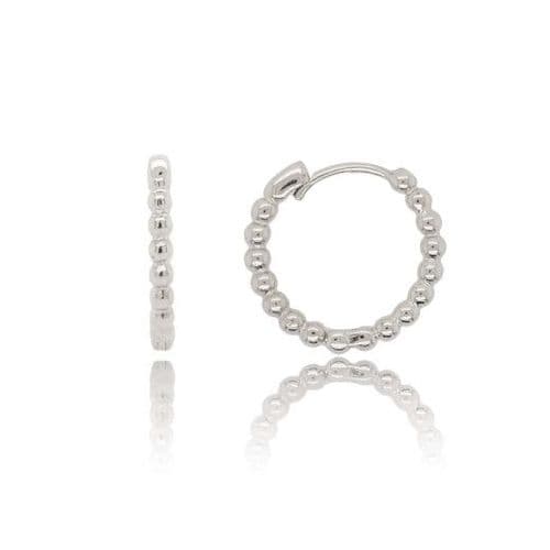 9ct White Gold Beaded Hoop Earrings