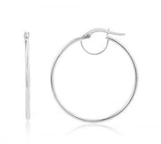 9ct White Gold Medium Plain Hoop Earrings