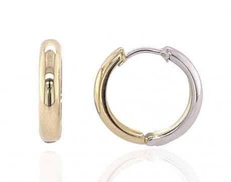 9ct Yellow And White Gold Hoop Earrings