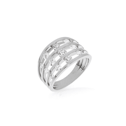 Platinum And Floating Diamond Three Layer Ring