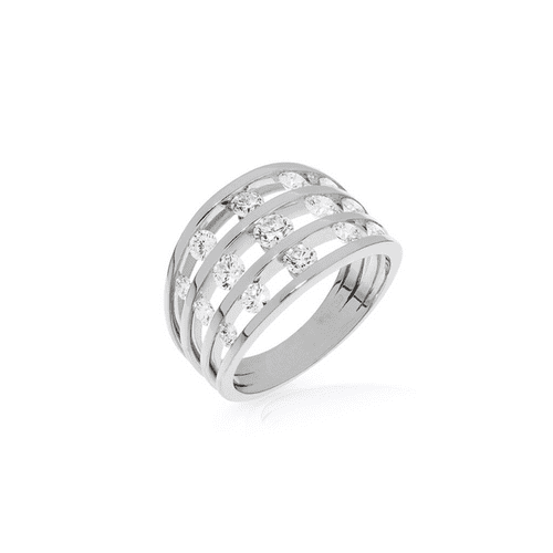 Platinum And Floating Diamond Three Layer Ring