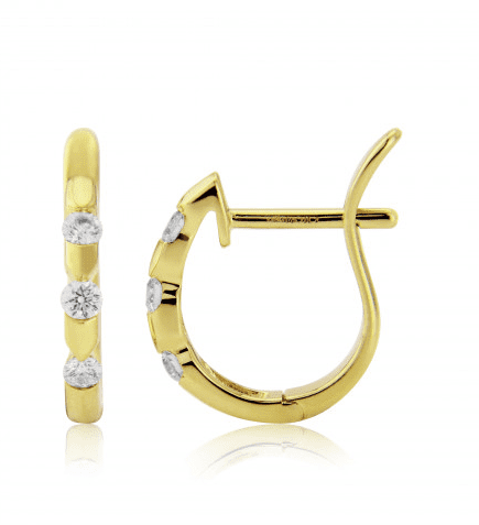 18ct Yellow Gold Diamond Notch Earrings
