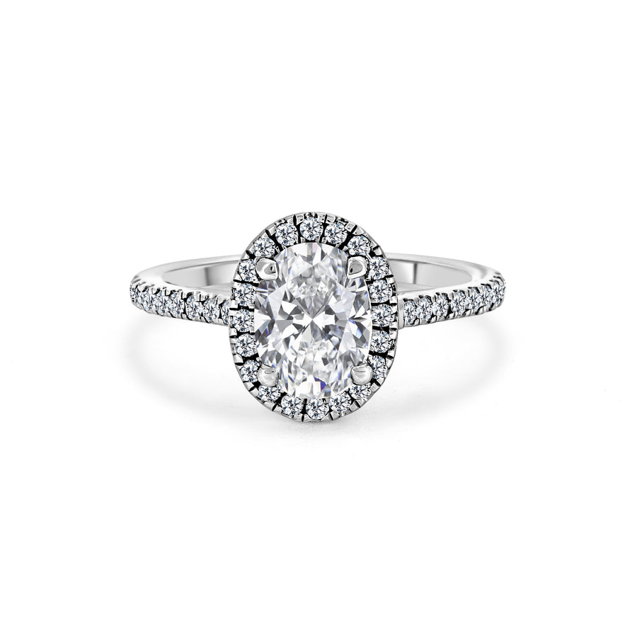 Oval Diamond Halo Engagement Ring