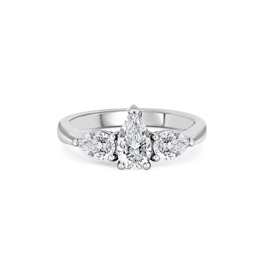 Pear Cut Solitaire With Pear Cut Shoulders Engagement Ring