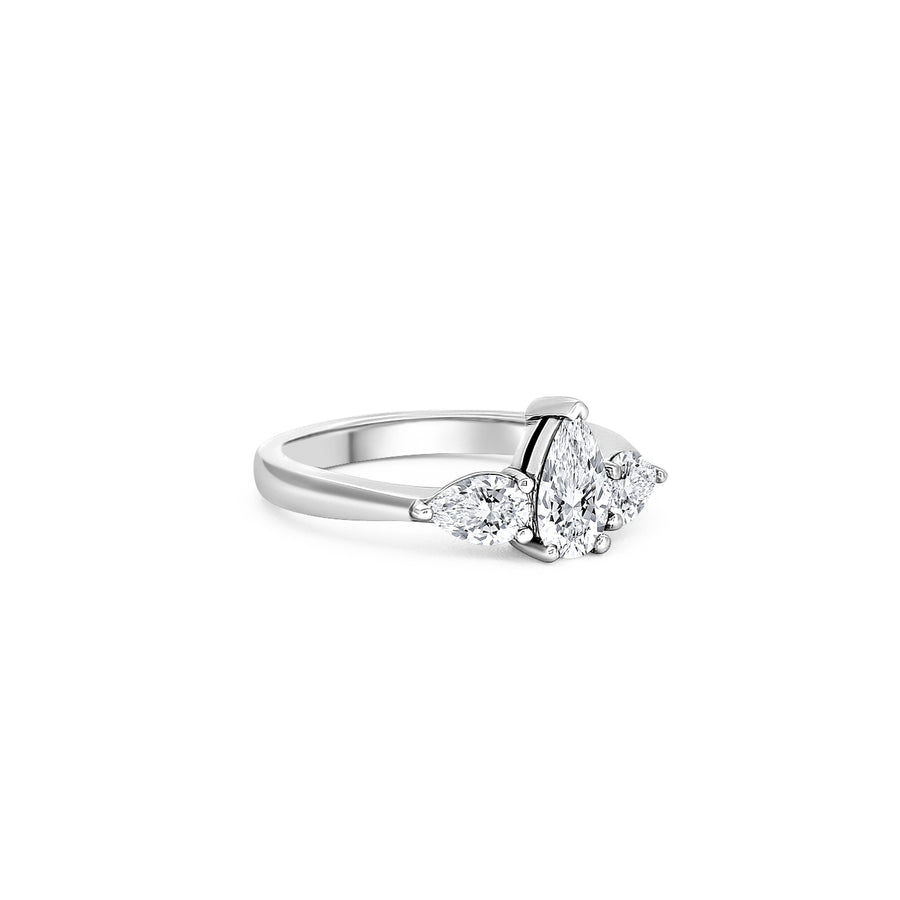 Pear Cut Solitaire With Pear Cut Shoulders Engagement Ring