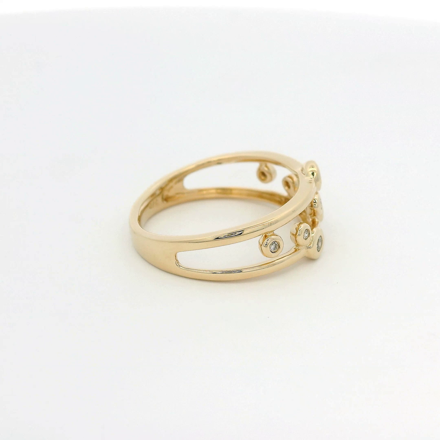 9ct Yellow Gold And Diamond Bubble Ring