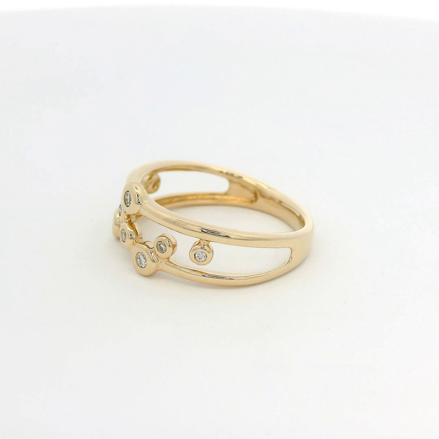 9ct Yellow Gold And Diamond Bubble Ring