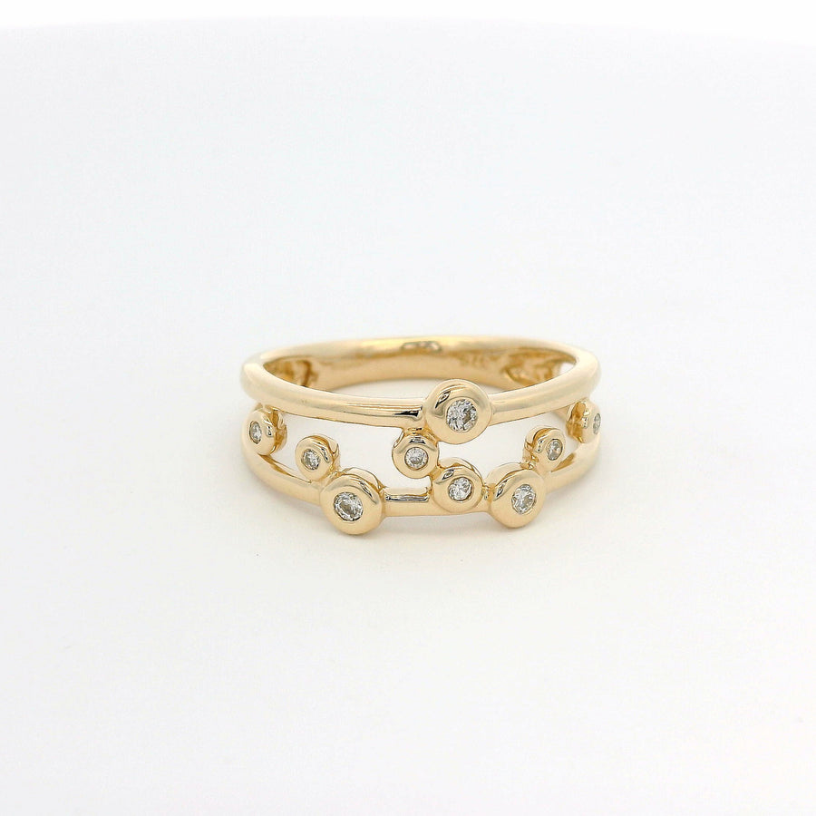 9ct Yellow Gold And Diamond Bubble Ring