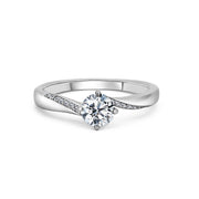 Platinum Solitaire Twist Diamond Band Engagement Ring