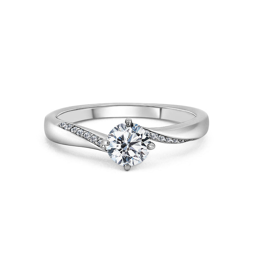 Platinum Solitaire Twist Diamond Band Engagement Ring