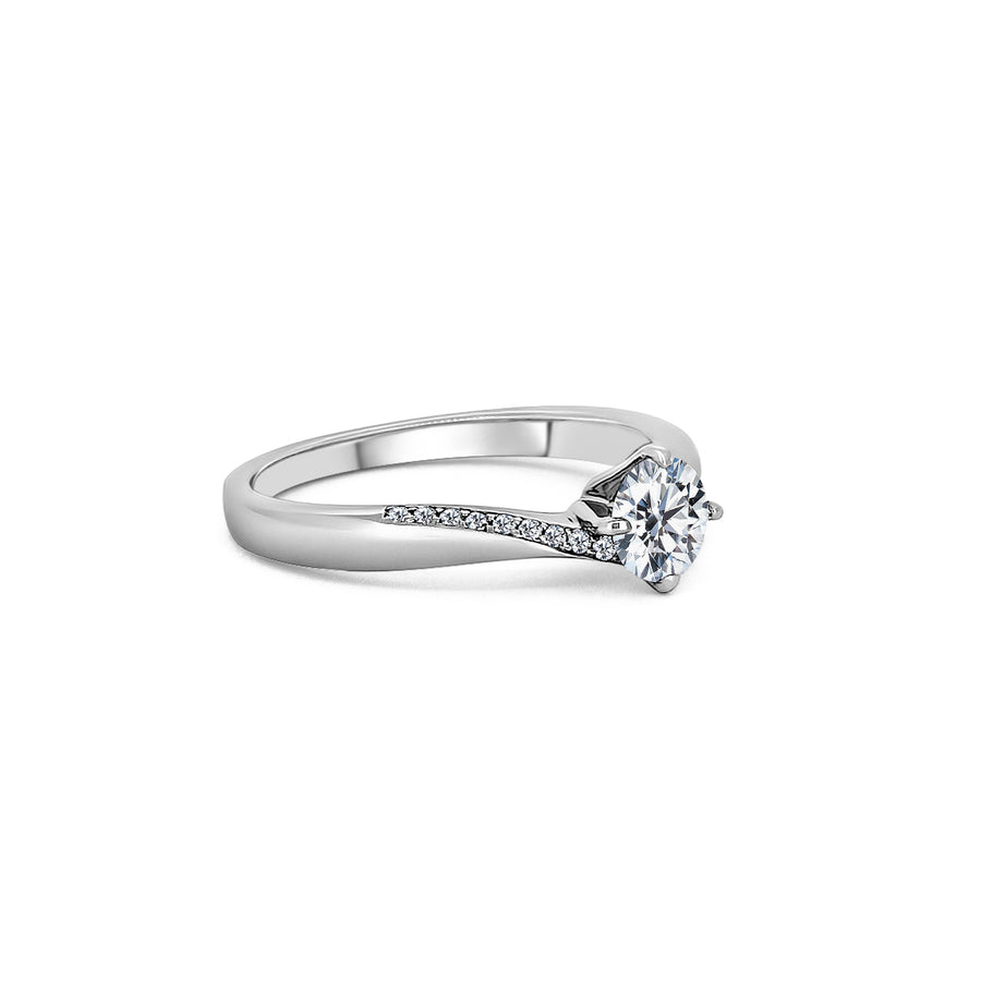 Platinum Solitaire Twist Diamond Band Engagement Ring