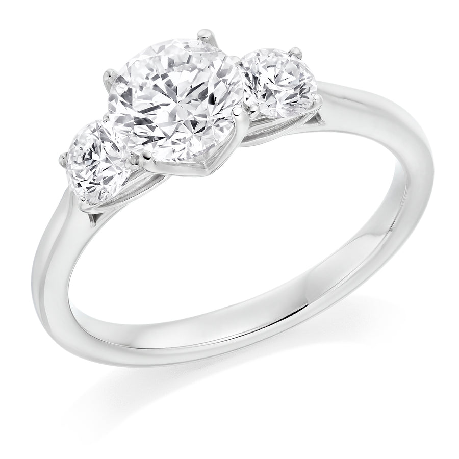 Trilogy Round Brilliant Cut Diamond Engagement Ring
