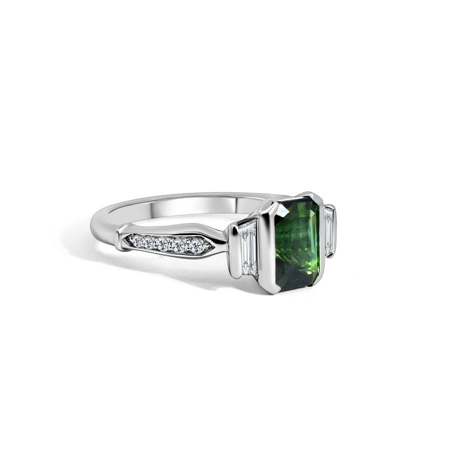 Platinum Tourmaline Art Deco Ring