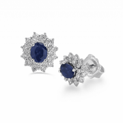 18ct White Gold, Diamond & Sapphire Stud Earrings