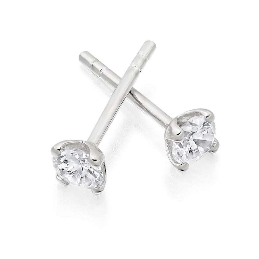 18ct White Gold And Round Brilliant Cut Diamond Stud Earrings