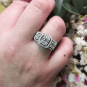 18ct White Gold And Diamond Trilogy Style Ring