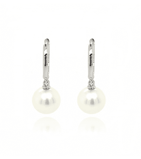 9ct White Gold Culture Pearl Huggy Earrings