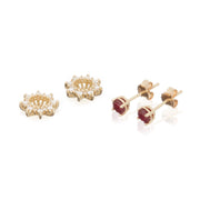 18ct Yellow Gold, Ruby And Diamond Stud Earrings