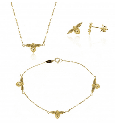 9ct Yellow Gold Bee Stud Earrings