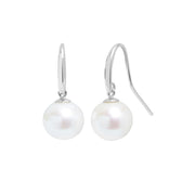 9ct White Gold Pearl Drop Earrings