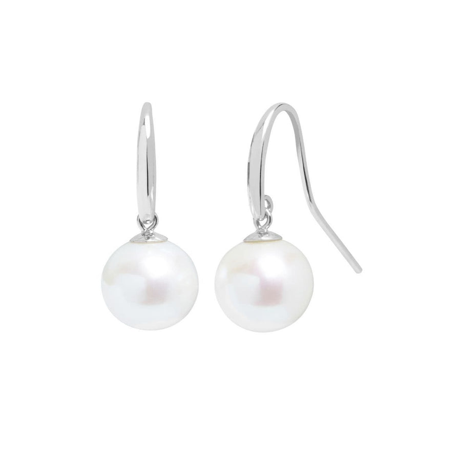 9ct White Gold Pearl Drop Earrings