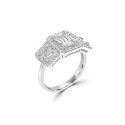 18ct White Gold And Diamond Trilogy Style Ring