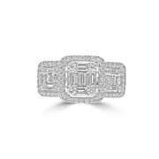 18ct White Gold And Diamond Trilogy Style Ring