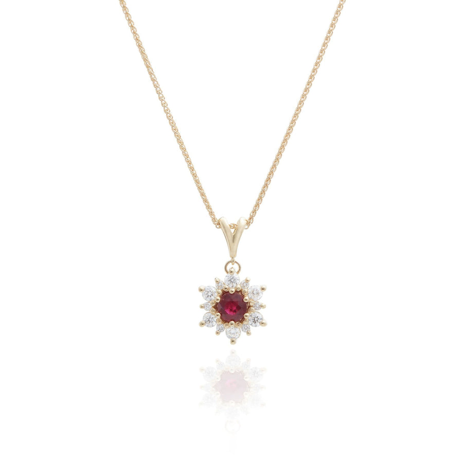 18ct Yellow Gold, Ruby And Diamond Stud Earrings