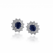 18ct White Gold, Diamond & Sapphire Stud Earrings