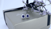 18ct White Gold, Diamond & Sapphire Stud Earrings