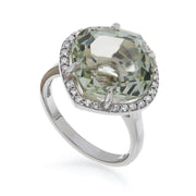 White Gold Green Amethyst Cocktail Ring