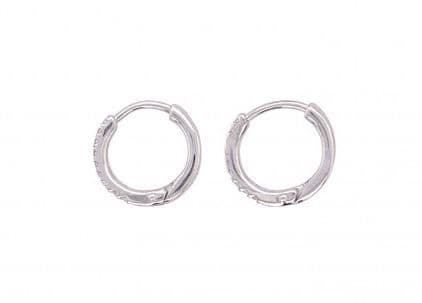 9ct White Gold Diamond Hoop Earrings