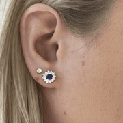 18ct White Gold, Diamond & Sapphire Stud Earrings