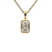 Yellow Gold Emerald Cut Lab Grown Diamond Pendant