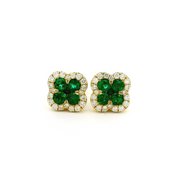 18ct Yellow Gold Emerald & Diamond Earrings