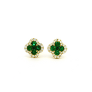 18ct Yellow Gold Emerald & Diamond Earrings