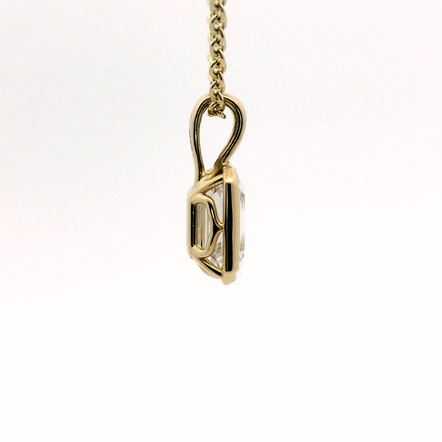 Yellow Gold Emerald Cut Lab Grown Diamond Pendant